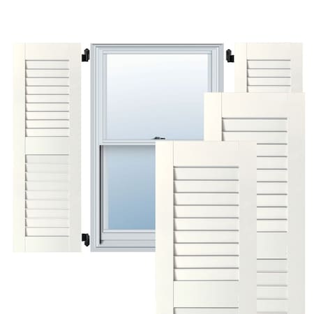 Ekena Millwork 12"W x 30"H Exterior Real Wood Sapele Mahogany Open Louvered Shutters, White PR RWL12X030WHM